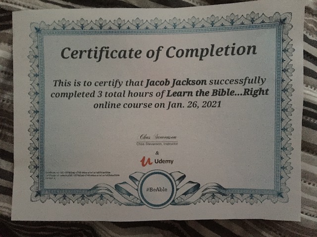 My Bible Class Certificate